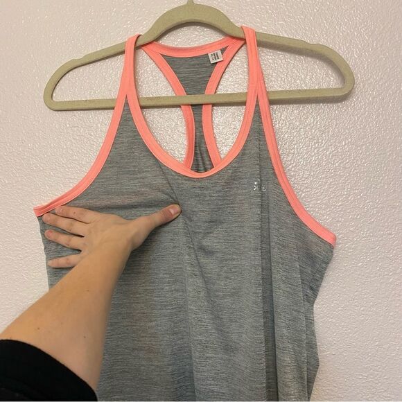 Adidas Racer back gray peach pink trim,  tank top loose fit climalite-size L - Picture 4 of 10